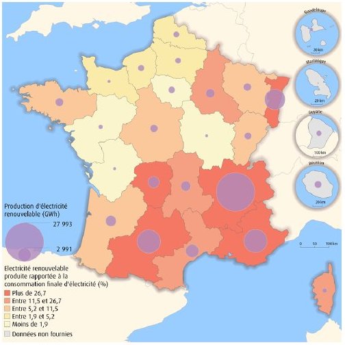 Production régionale d’électricité renouvelable et part dans la consommation finale d’électricité en 2008