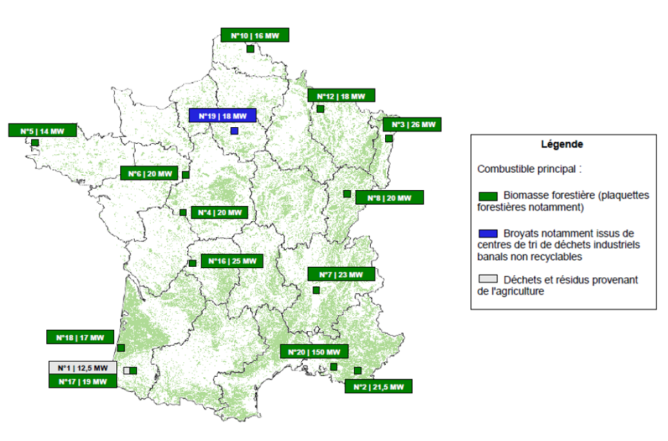 15 projets de production d'électricité par la biomasse