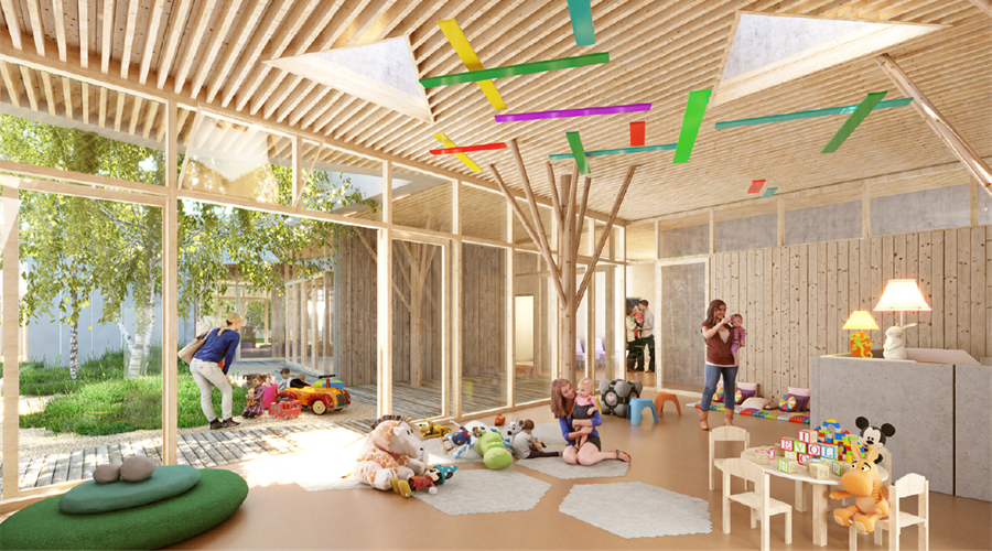 Perspective intérieure de la crèche à Viroflay