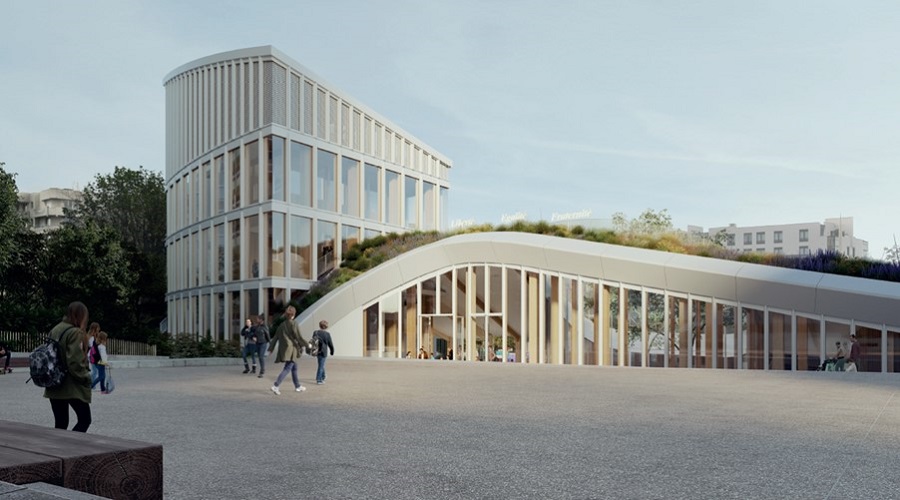 Groupe scolaire des Epinettes et centre socio-culturel à Issy-les-Moulineaux - vue du bâtiment