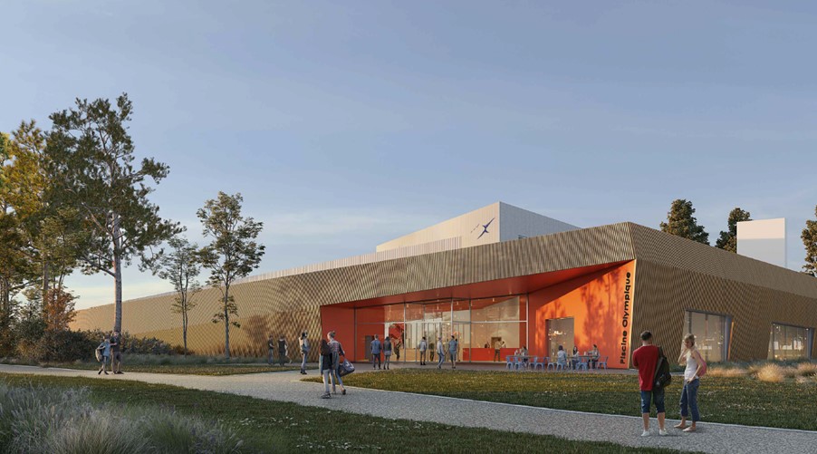 Réhabilitation et extension de la Piscine Olympique à Colombes - vue de l'entrée