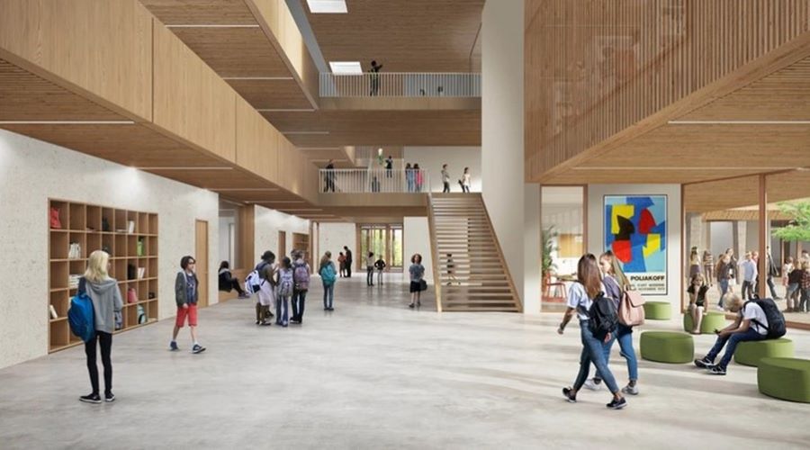 Perspective intérieure du bâtiment de collège 600 à Osny 