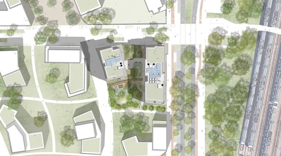 Plan masse de la construction de 78 logements dans la ZAC de la Charmeraie